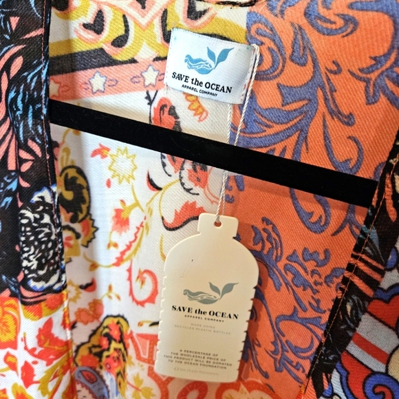 Save The Ocean Relaxed Patch Bohemian Kimono - Picture 5 of 7